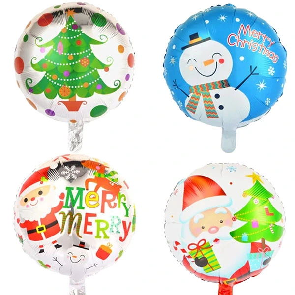 4pcs 18-inch Merry Christmas Foil Balloon Lovely Printed Christmas Mylar Balloon for Merry Christmas Party Decoration (Type H)