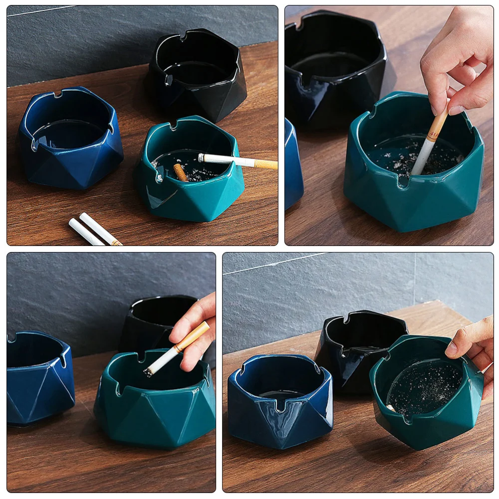 1 Pc Polygonal Ashtray Ceramics Ash Container Simple Ash Organizer(Random Color)