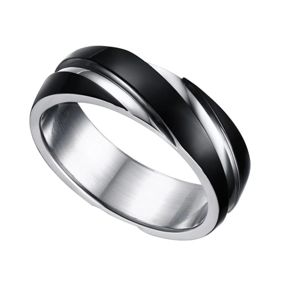 1Pc Black Titanium Steel Ring Simplicity Twill Ring Vintage Men Ring (Size 11)