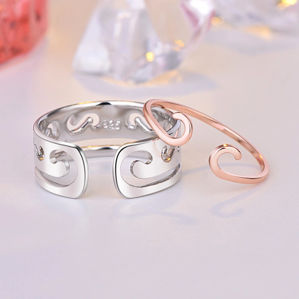 1pc Golden Style Ring Copper Finger Open Ring Creative Durable Valentines Day Gift for Lover (Rose Gold)