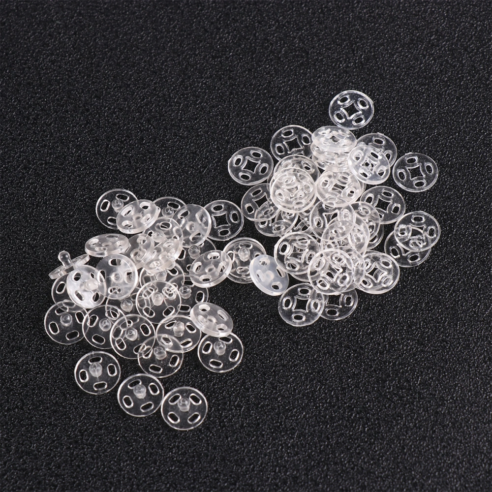 100pcs Clear Shirt Buttons Coat Snaps Buttons Invisible Snaps Fasteners Press Stud DIY Sewing Accessories (10mm)