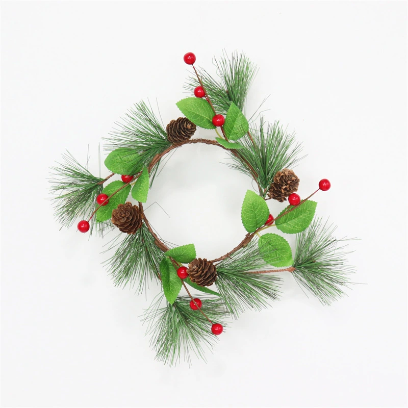 Artificial Christmas Wreath Xmas Pine Cone Needle Berry Wreath for front Door