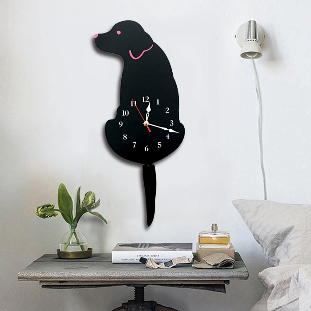 Clock Lovely Creative Acrylic Cartoon Tail Wagging Labrador Dog Pattern Acrylic Bracket Wall Clock for Room Kitchen Bedroom Office