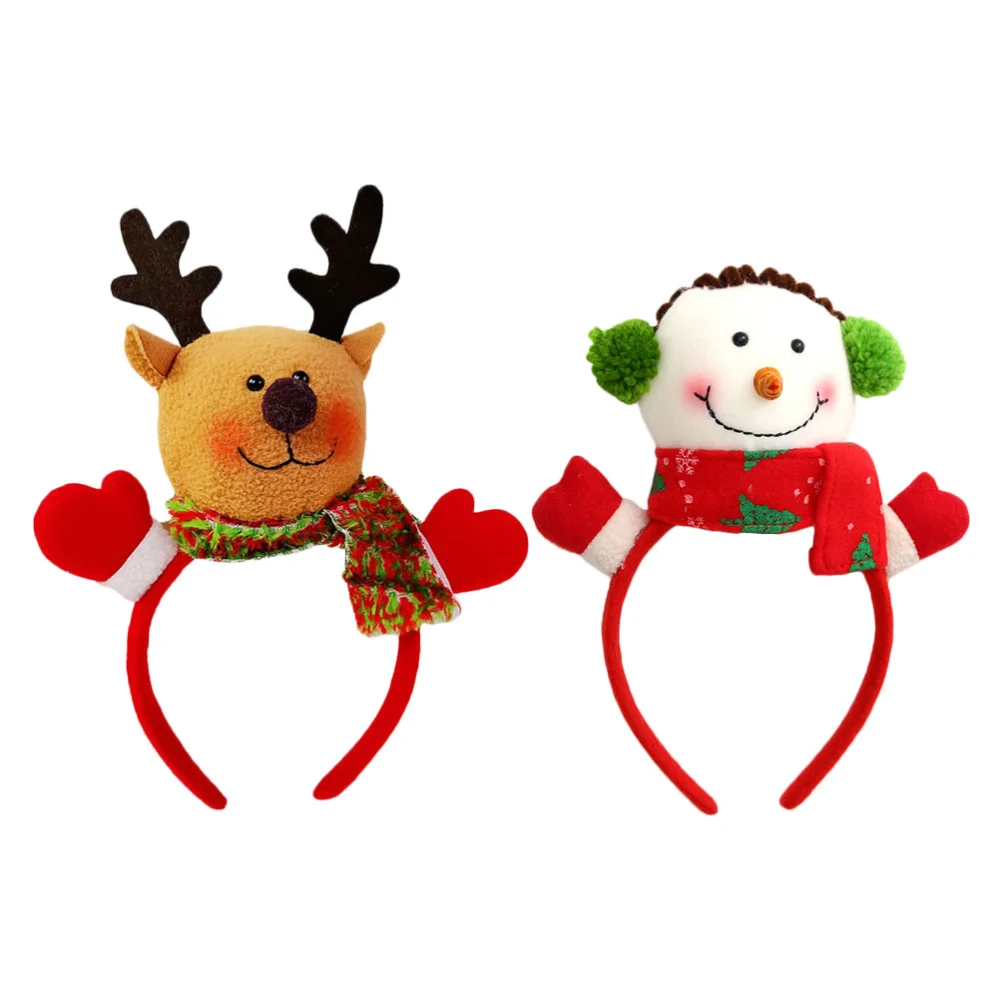 2Pcs Christmas Doll Headbands Adorable Party Festive Holiday Hair Accessories