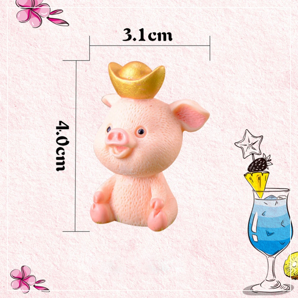 5pcs Resin Crafts Adorable Little Pigs Figurines Miniature Fortune Pig Micro Landscape Creative Gifts Decoration Home Furnishing Statue Ornaments -Mixed Style(Pink)