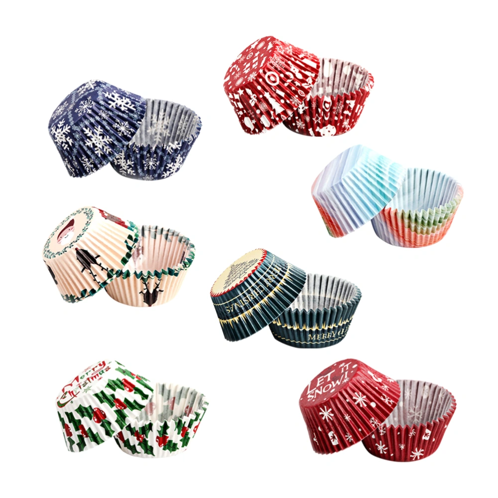 375pcs Christmas Paper Cake Cup Oil-proof Cupcake Liner Wrappers Party Supplies (Random Pattern)