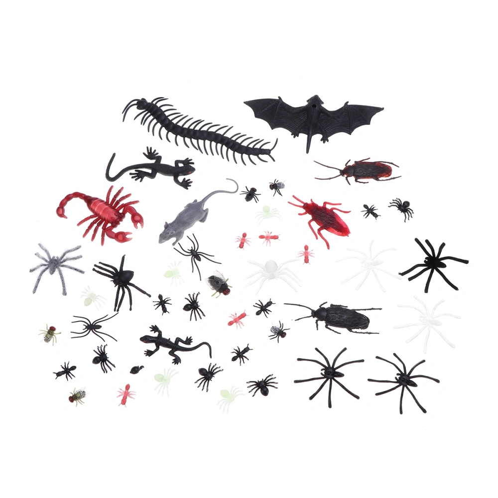 44pcs Simulation Plastic Bugs Fake Spiders Scorpion Flies Bat for Halloween Party Favors Decoration