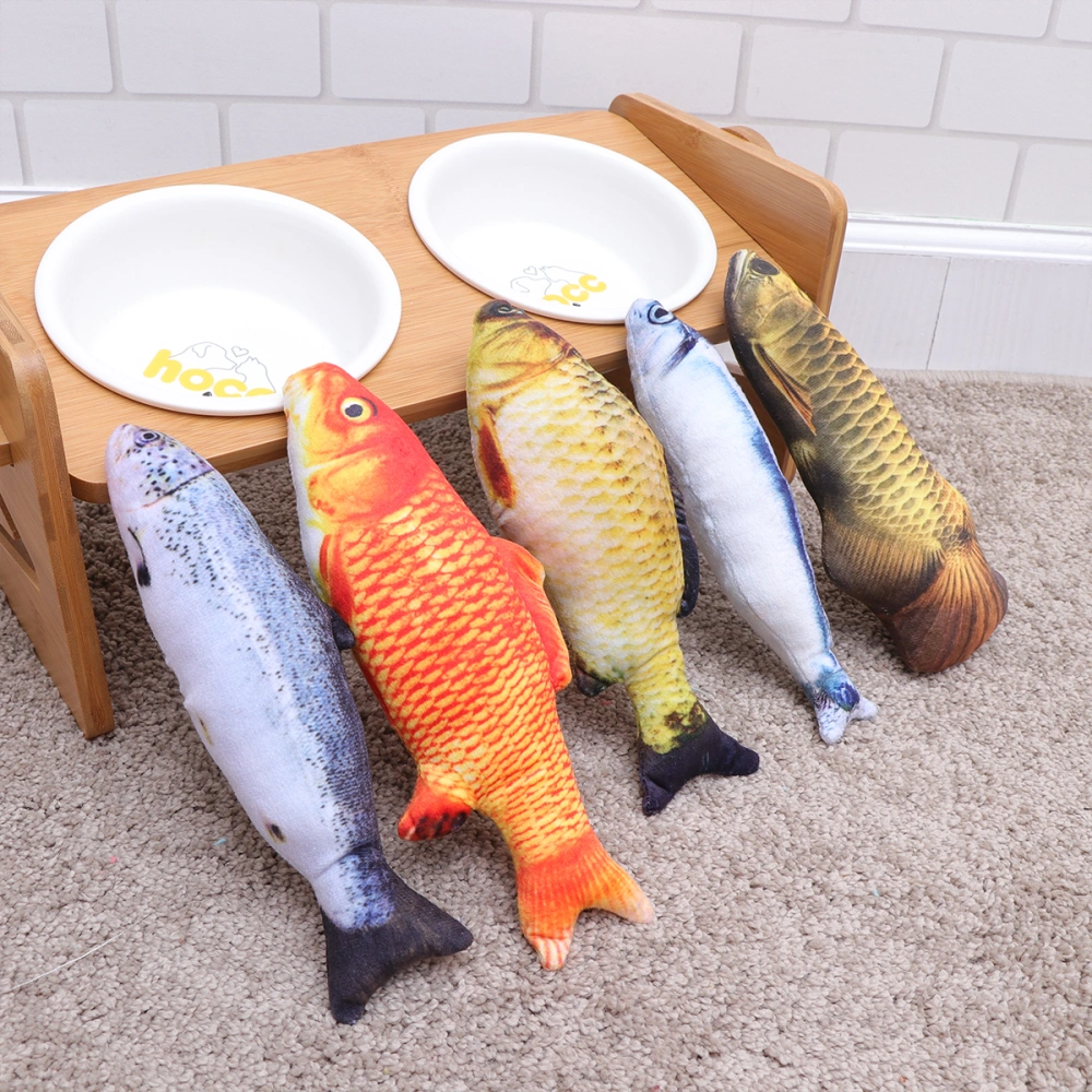 5Pcs Simulated Fish Plush Chewing Hunt Toys Funny Pet Plush Dolls Cat Mint Stuffed Pillow for Cat Pet Size M