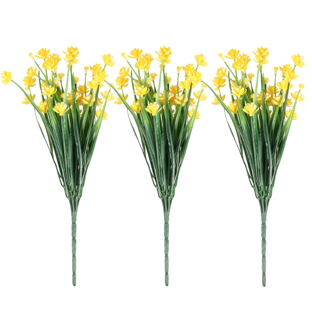 3pcs Plastic Floral Bouquets Lifelike Flower Decorations Photography Props Flower Arrangement Supplies Yellow