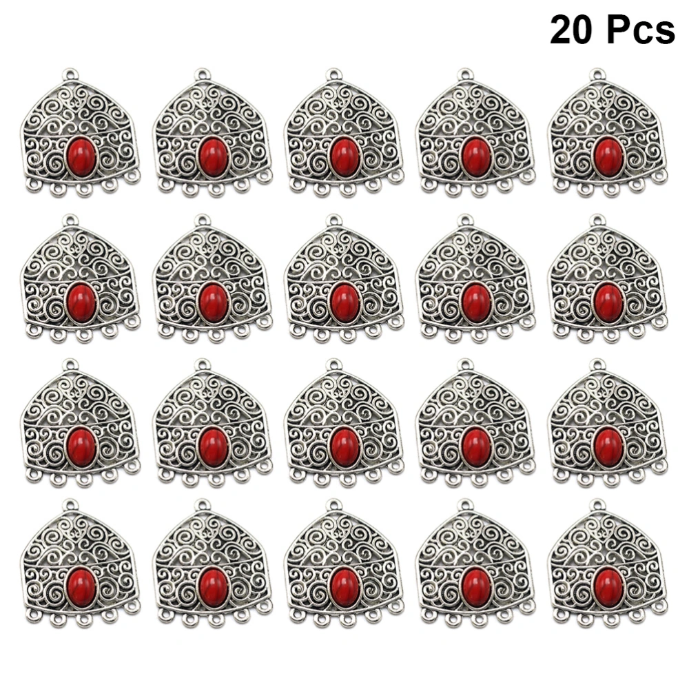 20pcs Fashion Ethnic Style Pendant DIY Alloy Charms Jewelry Making Accessories for Necklace Earrings (Red)