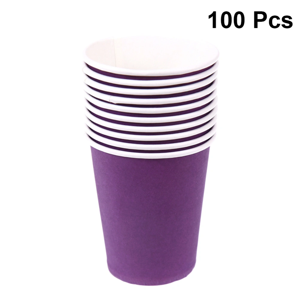 100pcs Colorful Disposable DIY Paper Cups Thicken Children Handcraft Art Material (Dark Purple)