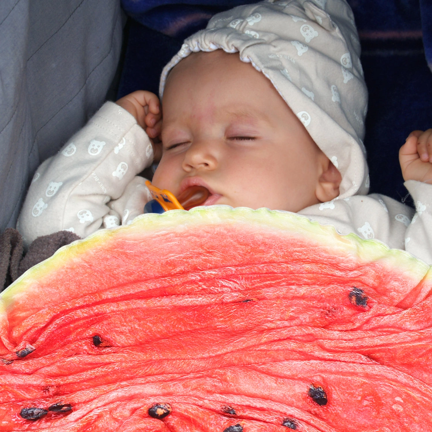 1 Set Of Watermelon Baby Blanket Baby Flannel Blanket With Cap Toddler Blanket
