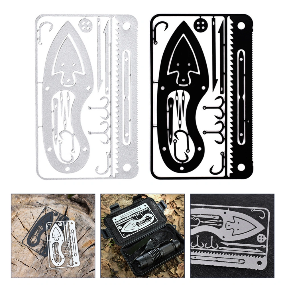 2Pcs Professional Outdoor Survival Multi-tool Cards for Camping Hiking Fishing