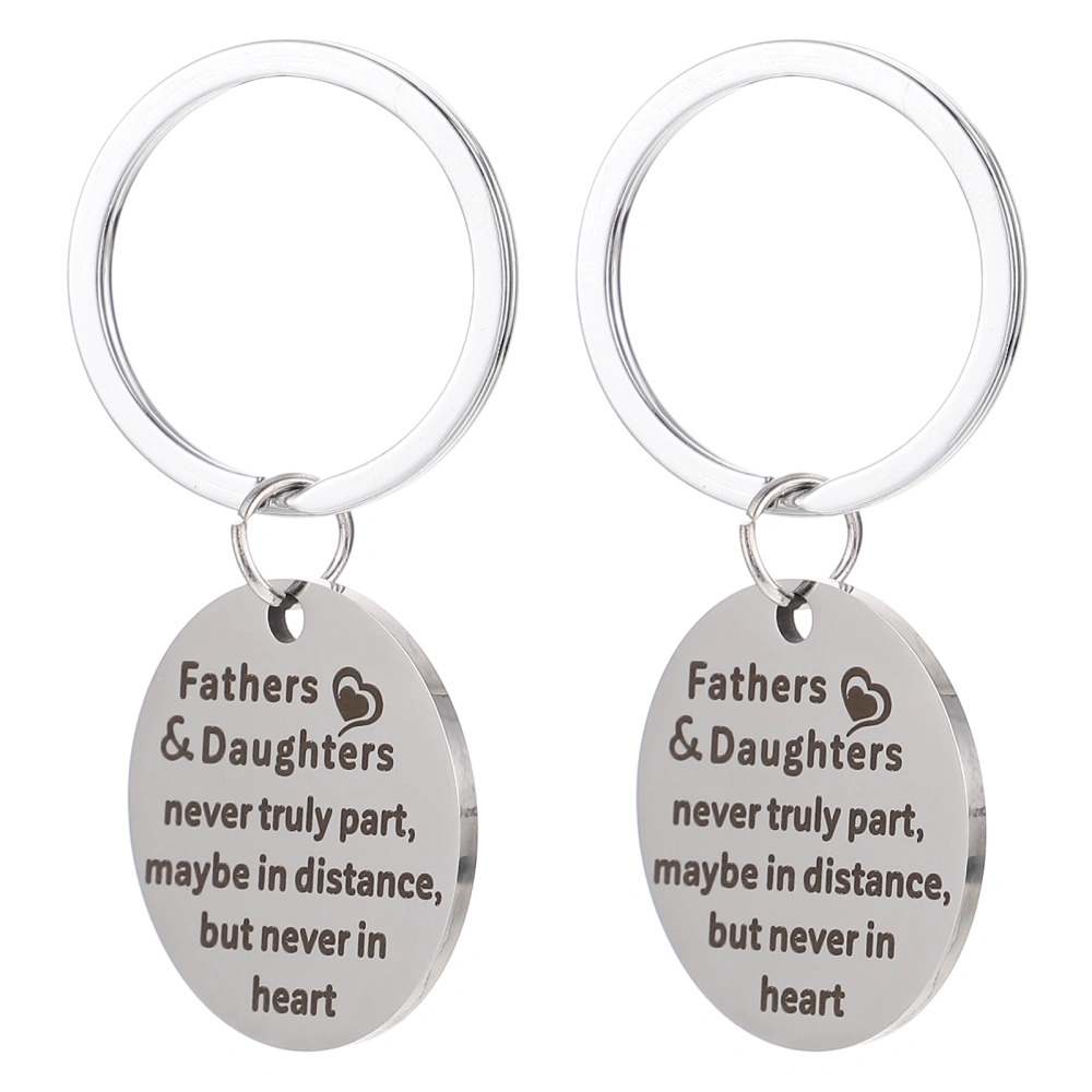 2 Pcs Fathers Day Keychains Backpack Hanging Adornments Stainless Keyrings