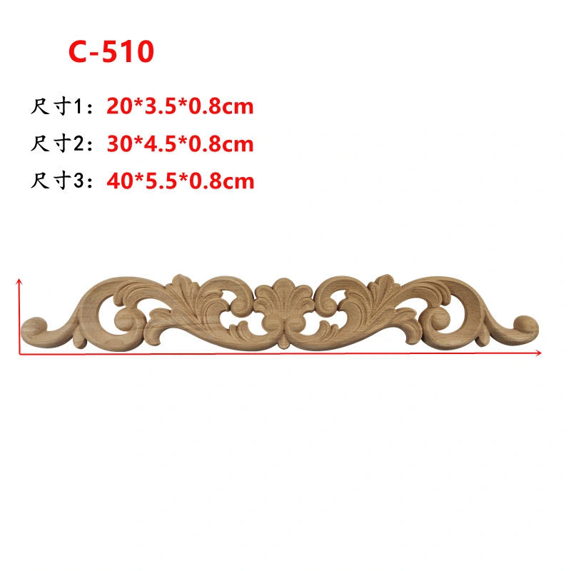 4pcs Wood Carved Applique Onlay Applique Carving DIY Furniture Onlay Decoration