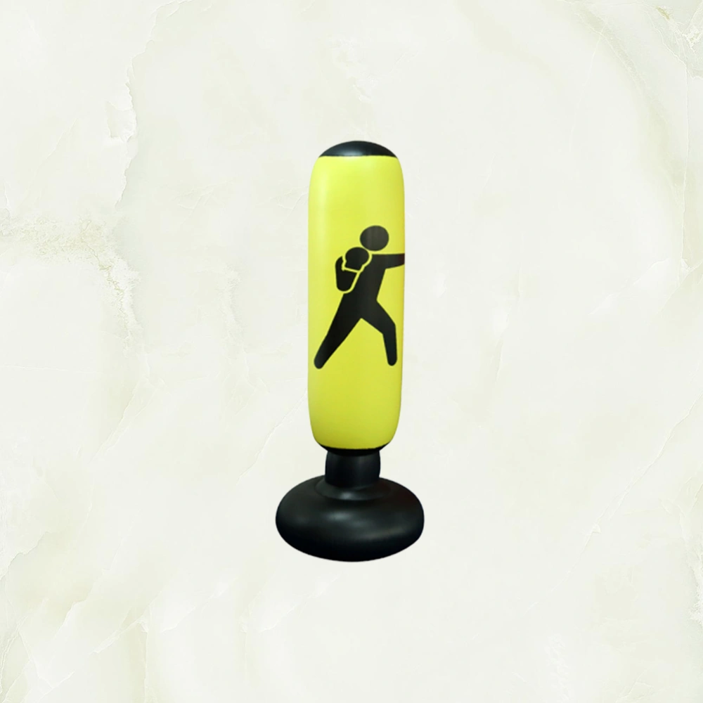 1.6M High Yellow PVC Inflatable Punching Column Sandbag Vertical Kickboxing Pillar Decompression Tumbler Fitness Tool for Home Adults