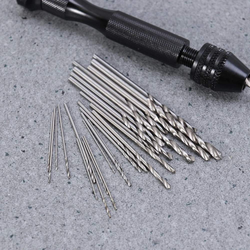 0.3-3.4mm Precision Pin Vise Hand Drill with Drill Bits Set of 25 Pieces Rotary Tools for Models and Hobby