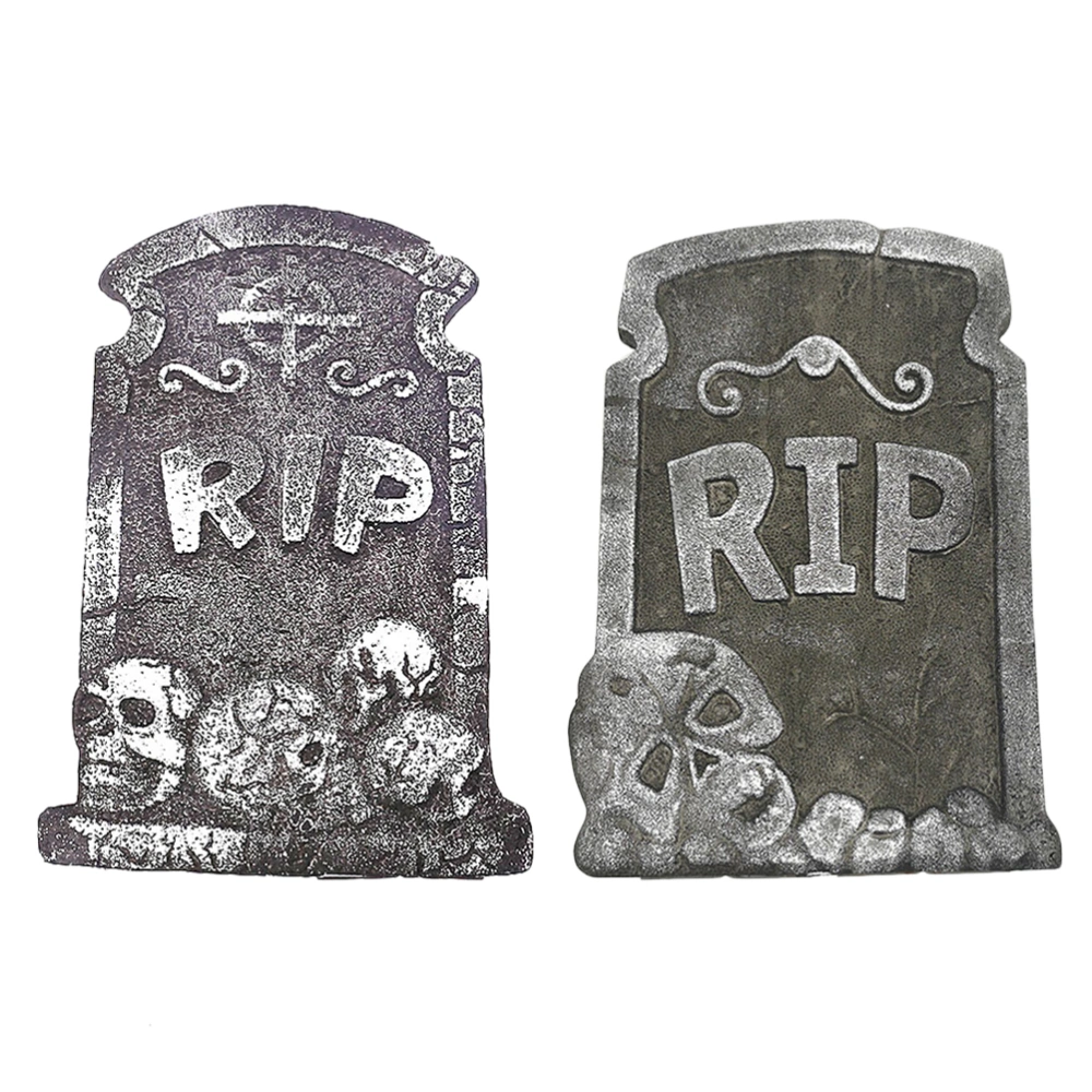 2 Pcs Halloween Tombstone Tombstone Figurine Gravestone Ornament (Random Style)