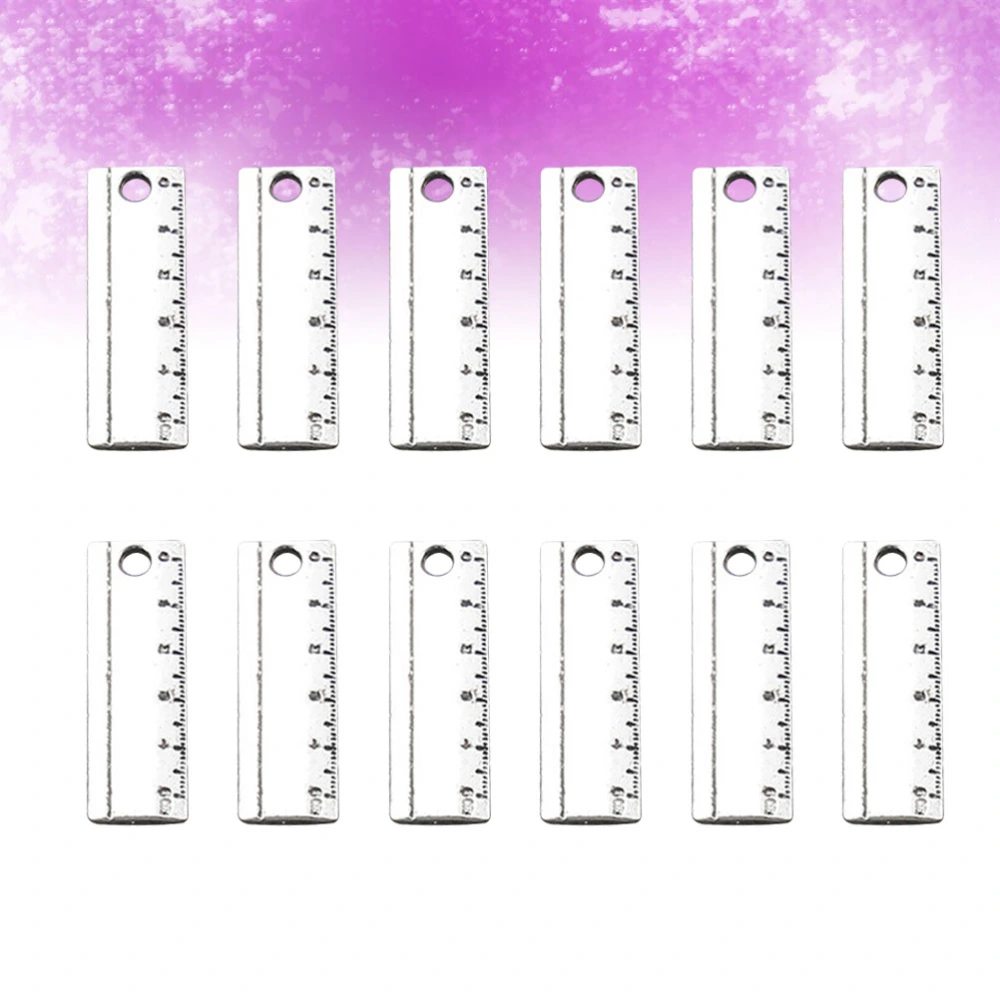 60pcs Silver Unique Ruler Pendant Mini Charms Alloy Ruler DIY Jewelry Making Material Accessories for Necklace Bracelet