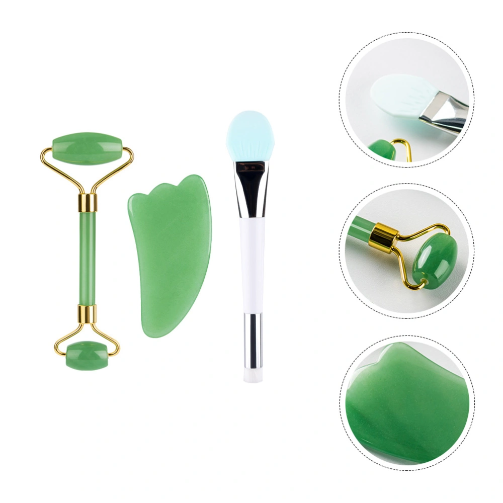 1 Set of Face Massage Roller Borad Face Beauty Roller Makeup Brush (Green)