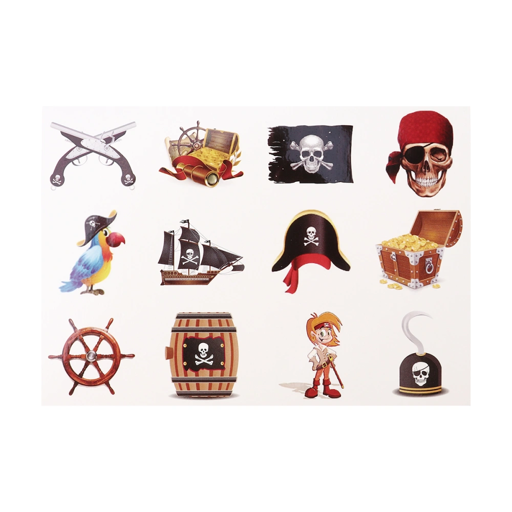 10 Sheets Kids Temporary Pirate Sticker Temporary Pirate for Boys Girls Party