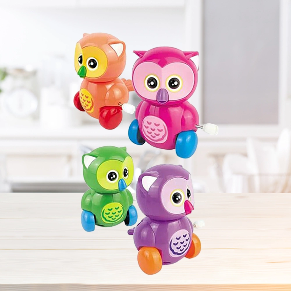 4pcs Children's Puzzle Clockwork Toys Chain Owl Cartoon Animal Small Baby Toys Playing Creative Mini Simulative Models (Random Color)