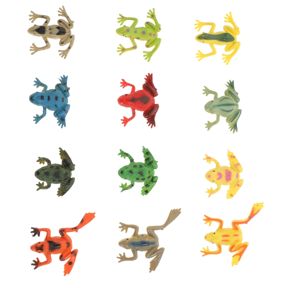 12Pcs Simulation Frogs Model Playthings Tropical Forest Frogs Toads Toys