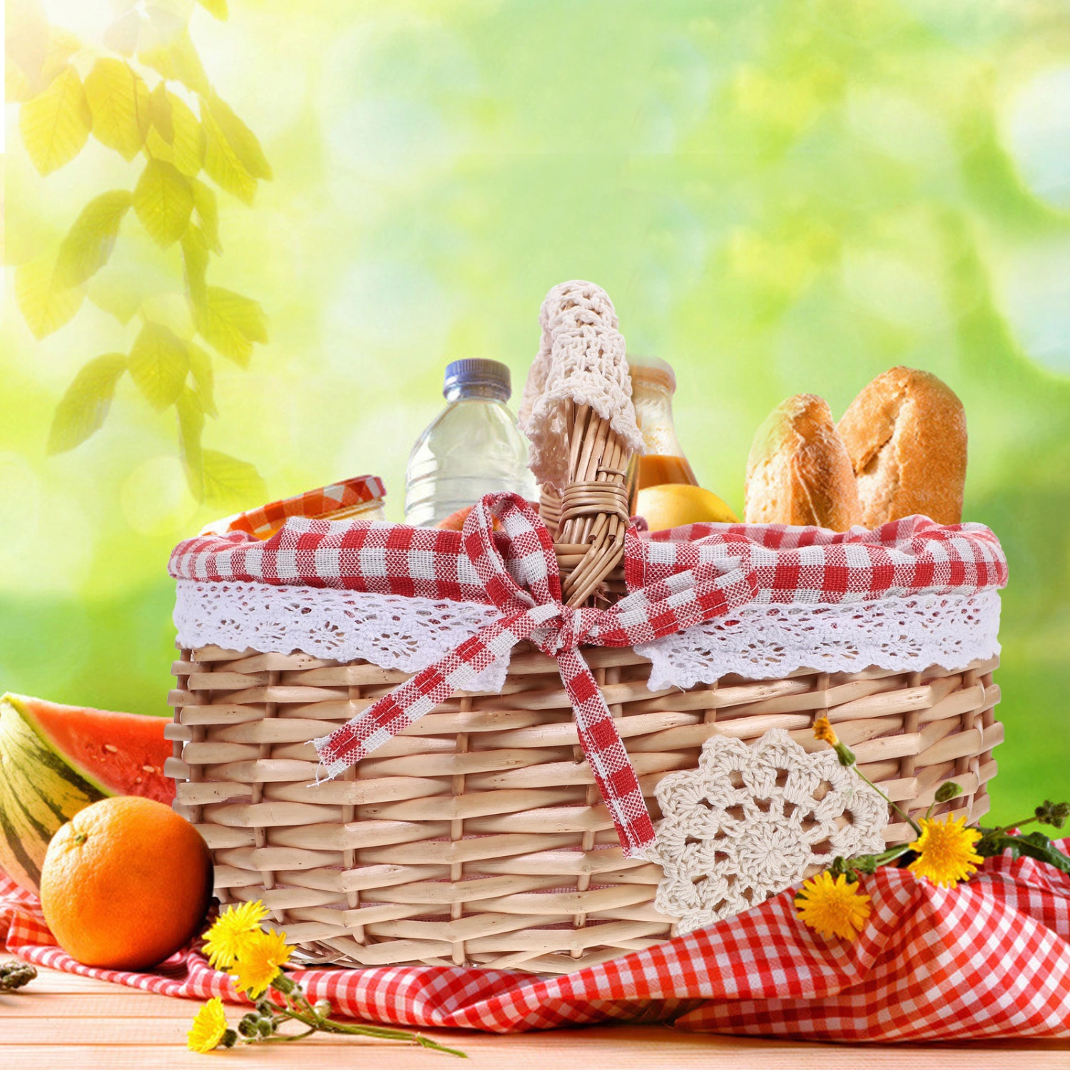 1Pc Outdoor Picnic Basket Simple Home Restaurant Fruit Basket Storage Basket