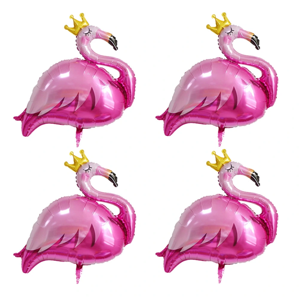 4pcs Crown Flamingo Balloon Aluminum Foil Party Balloon Flamingo Balloon Party Supplies Valentine's Day Party