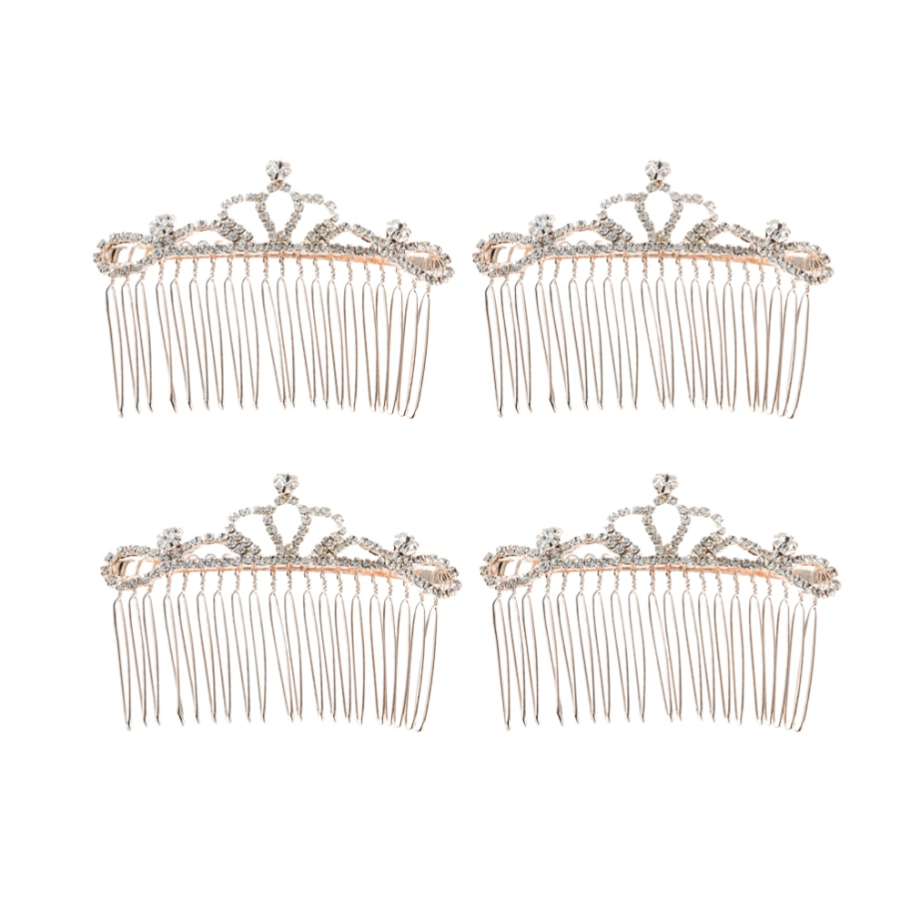 4Pcs Rhinestone Hair Comb Bang Hair Insert Comb Elegant Women Headdress Creative Headwear (Style A)