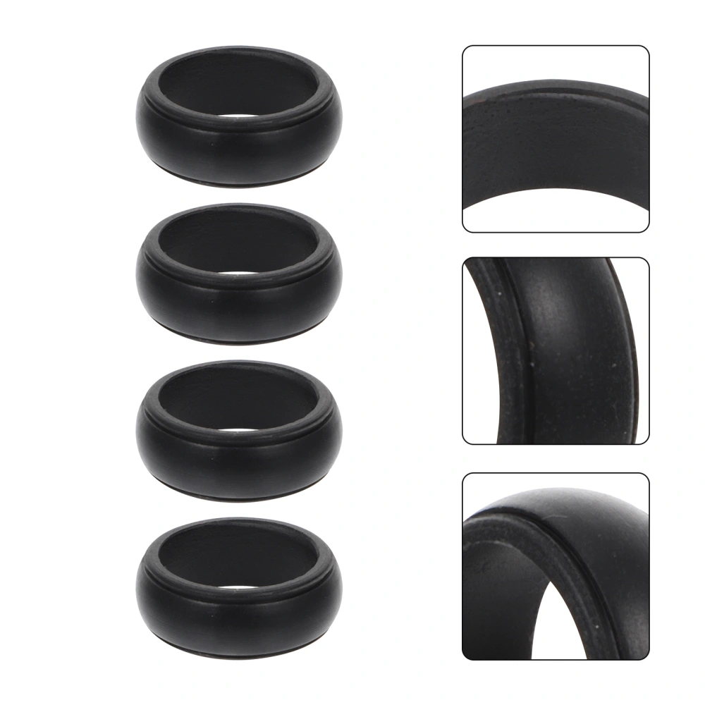 4Pcs Finger Ring Protector Sports Silicone Flexible Finger Rings Outdoor Jewelry (Black)