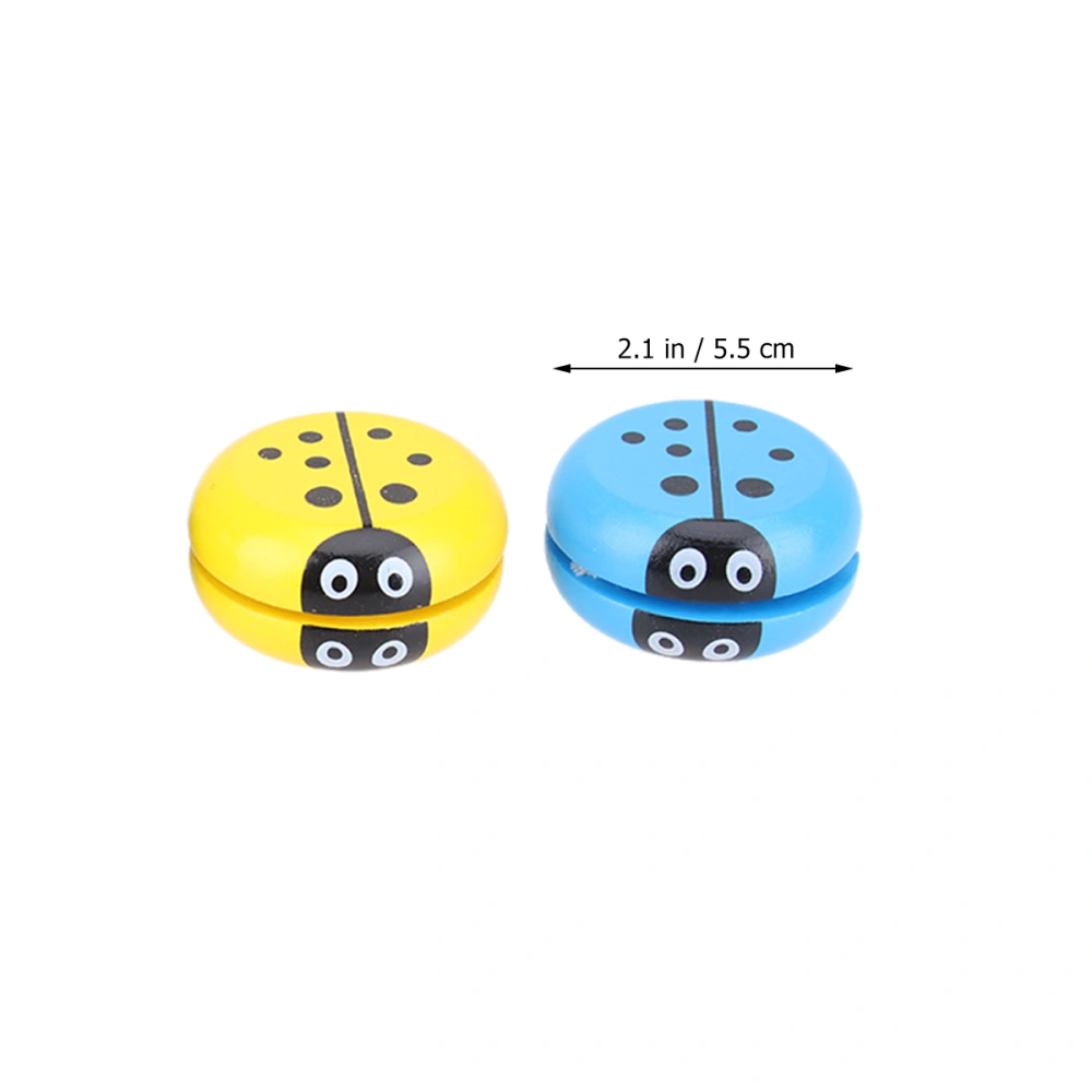 4pcs Ladybug Yoyo Balls Wood Creative Cartoon Yo-Yo Outdoor Home Playing Toy Gift for Kids Children (Random Color)