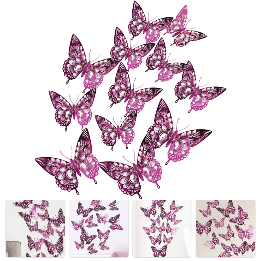 24pcs Butterflies Wall Stickers Glitter Wall Decals Art Decor Crafts Butterfly Wall Art Stickers