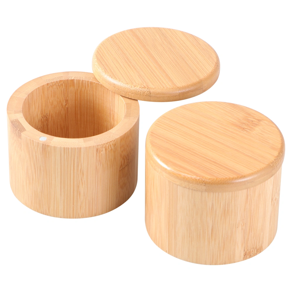 2pcs Bamboo Storage Box Seasoning Box Natural Environmental Protection High Temperature for Home (Khaki)