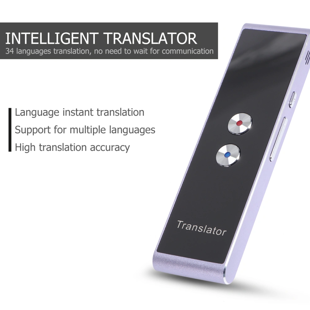 Portable Smart Voice Translator Two-Way Real Time Multi-Language Translation Photo Translator for Learning Travelling Business (Silver)