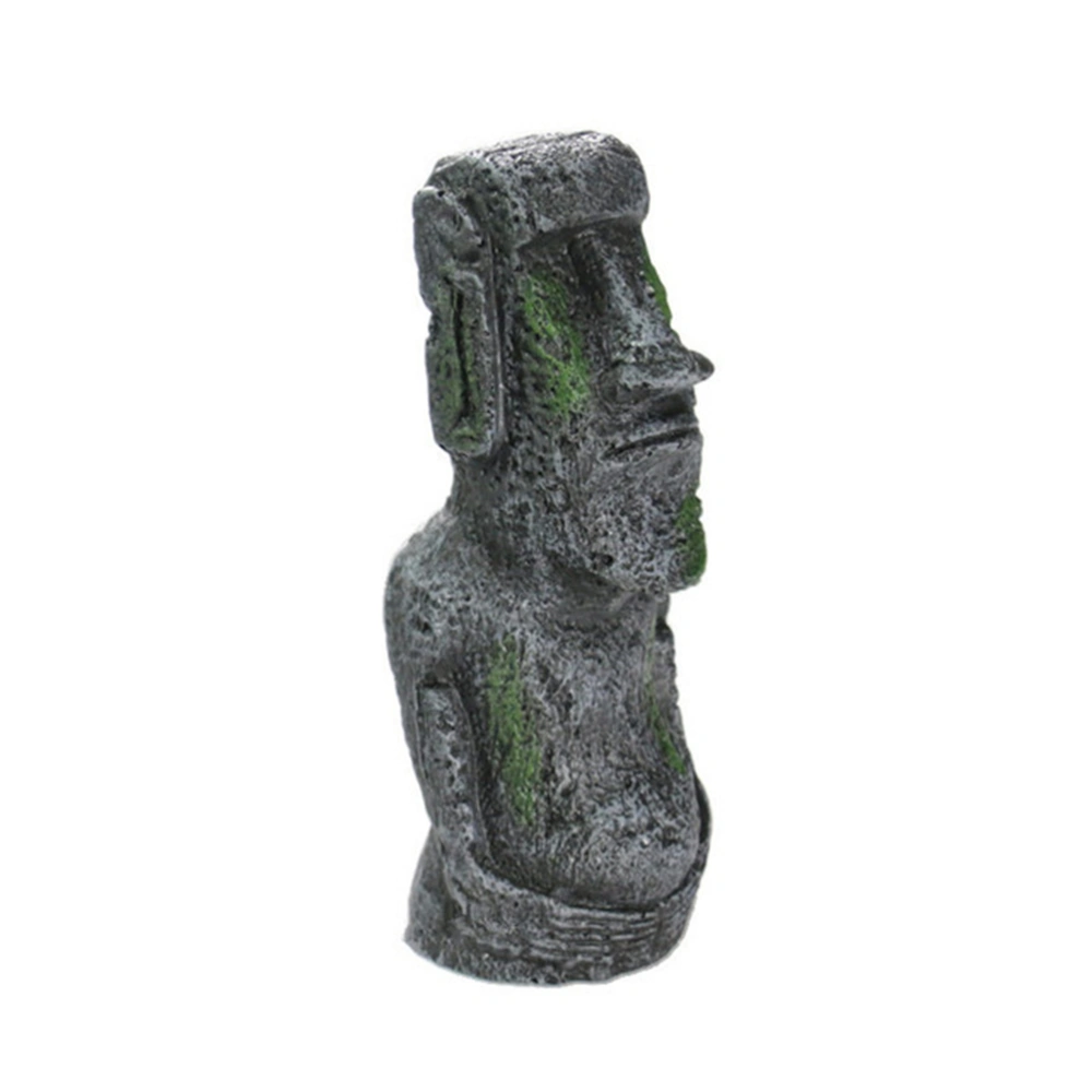 Easter Island Stone Antique Roman Portrait Resin Artificial Aquarium Equipment Accessory Fish Tank Ornament Cave Rockery Landscaping Decoration (Size-L)