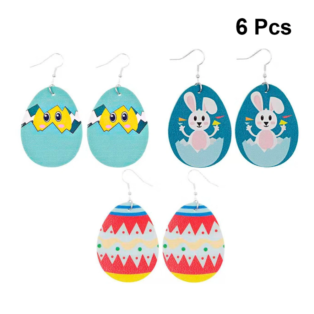 3 Pairs Easter Party Eardrop Colorful Egg Earring Cartoon Pattern Jewelry Ear Ornament (Style 5, 6, 10, 1 Pair Each, 3 Pairs/Pack)