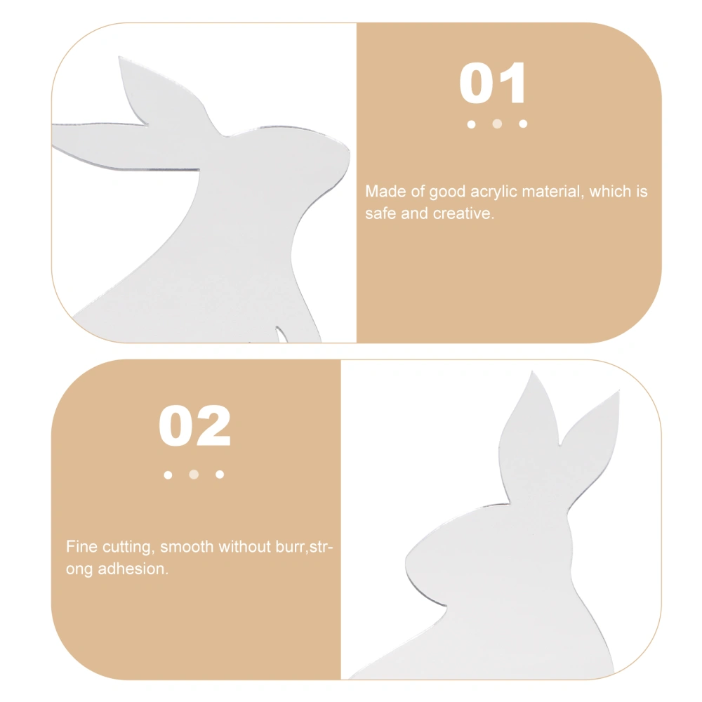 9Pcs Easter Wall Mirror Stickers Easter Rabbit Stickers Easter Festival Decors