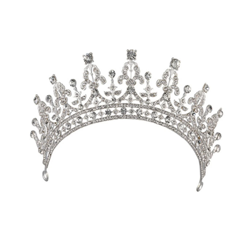 Baroque Vintage Crystal Wedding Bridal Tiaras Hairband Headpiece Pageant Crown Bridal Hair Accessories (Silver)