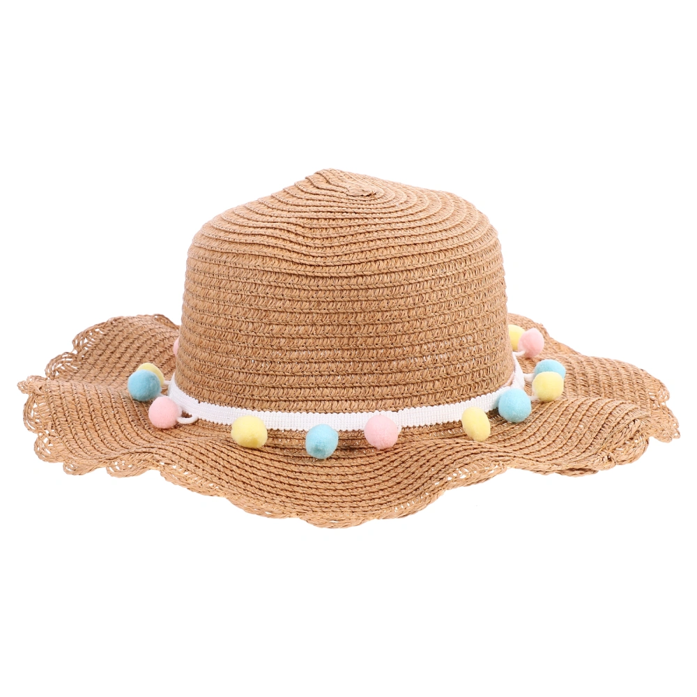 Straw Hat Children's Straw Hat Beach Hat Sun Hat Fashion Straw Hat (Khaki)