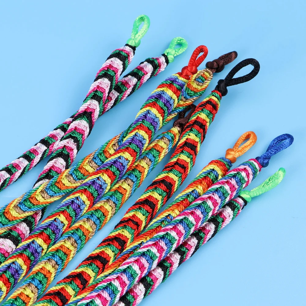 9pcs Handmade Colorful Braided Bracelets Thread Wrist Ankle Bracelets (Random Color)