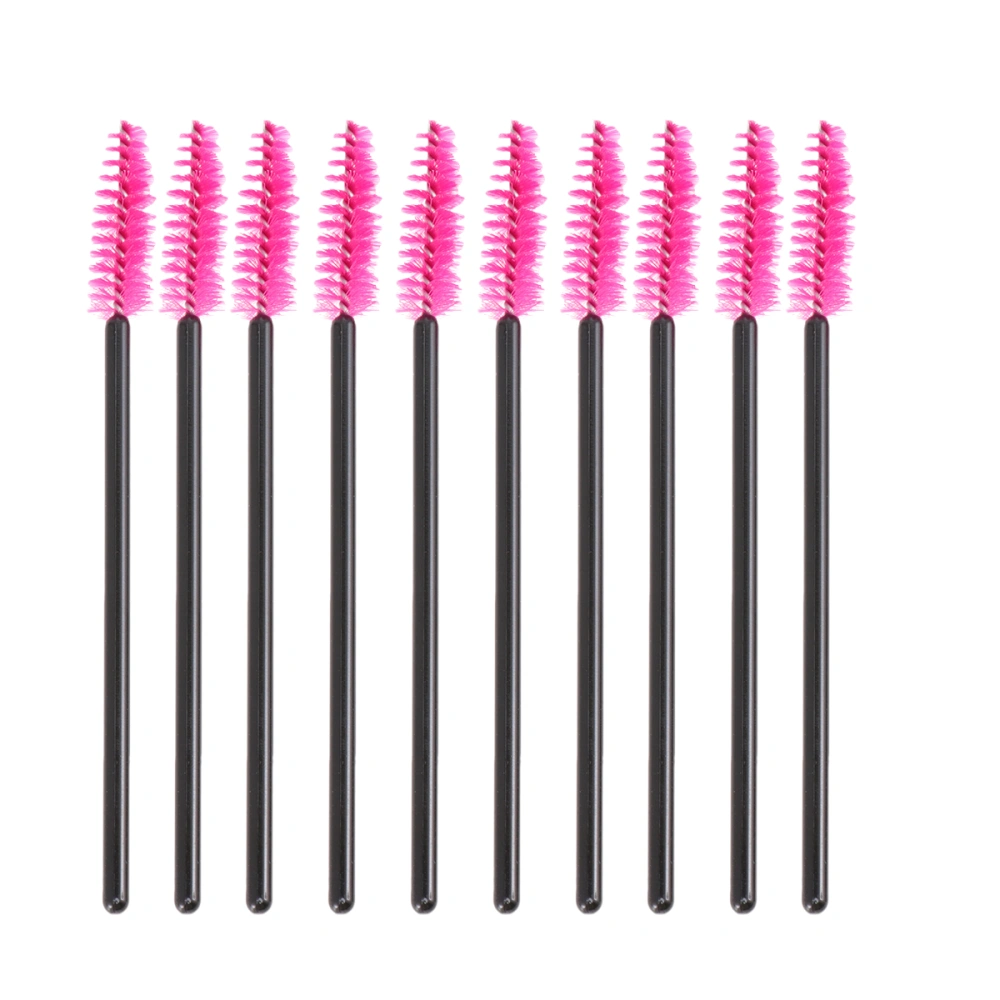 100pcs Disposable Eyelash Brushes Plastic Handle Nylon Bristles Lash Curler Eyebrow Comb (TM-217) (Rosy)