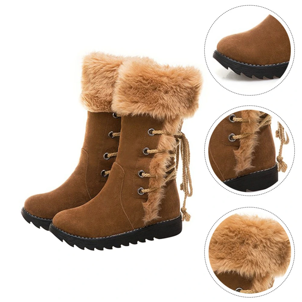 1 Pair Fashion Boot Winter Woman Snow Boots Warm Middle High Snow Boots