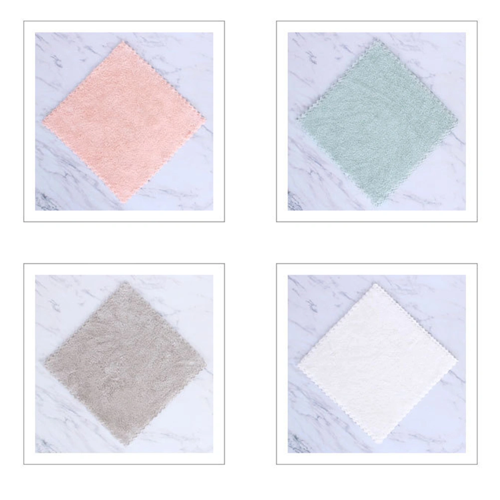 4pcs Washing Towel Coral Fleece Easy Dry Cleaning Cloth for Home Store Kitchen (Mixed Colour)
