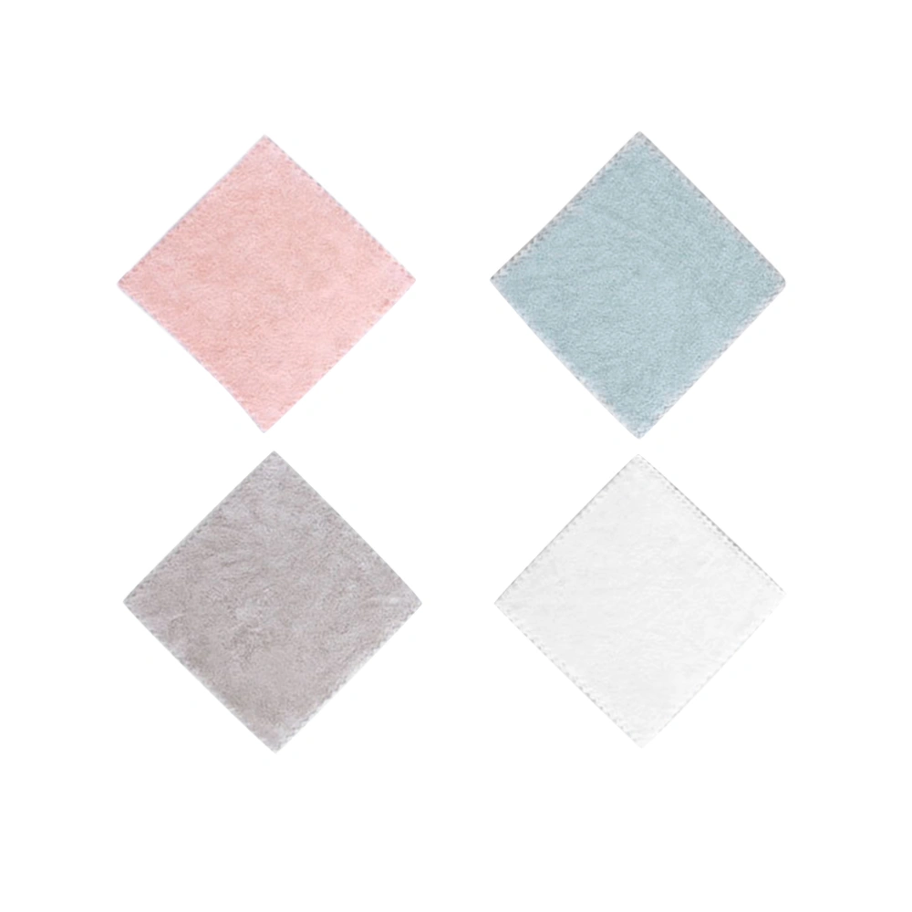 4pcs Washing Towel Coral Fleece Easy Dry Cleaning Cloth for Home Store Kitchen (Mixed Colour)