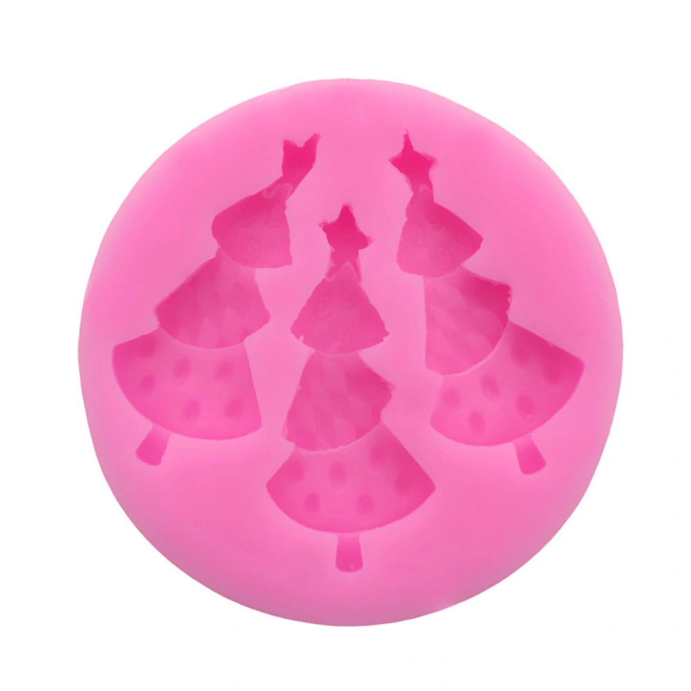 Round Shape Christmas Tree Cake Fondant Silicone Molds Cake Decorating Tools Bakeware Cupcake Dessert Chocolate Fondant Mold (Random Color)