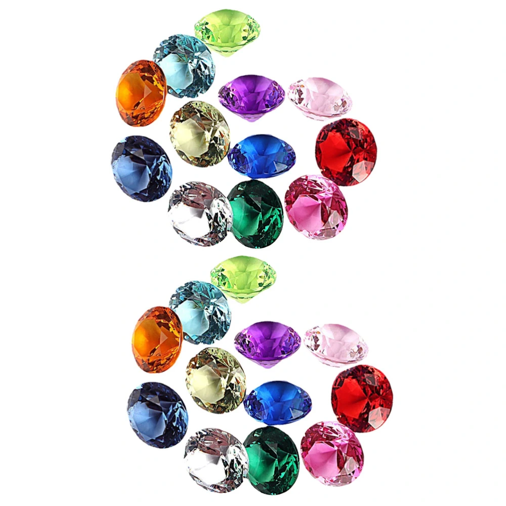 20 Pcs Colorful Acrylic Pointed Diamond Simulation Diamond Crystal Gems Decor