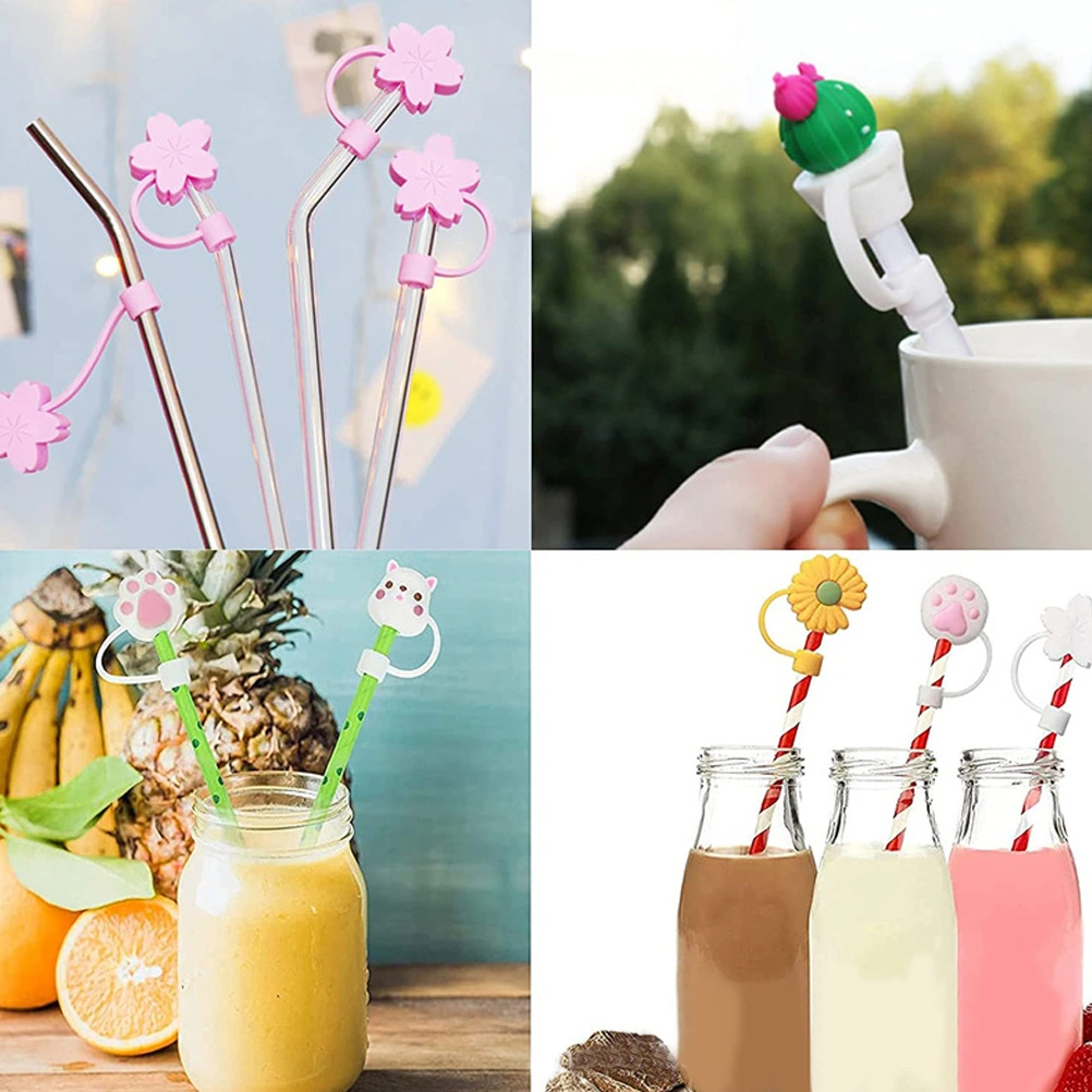 10pcs Cartoon Straw Covers Drinking Straw Covers Straw Caps Straw Toppers