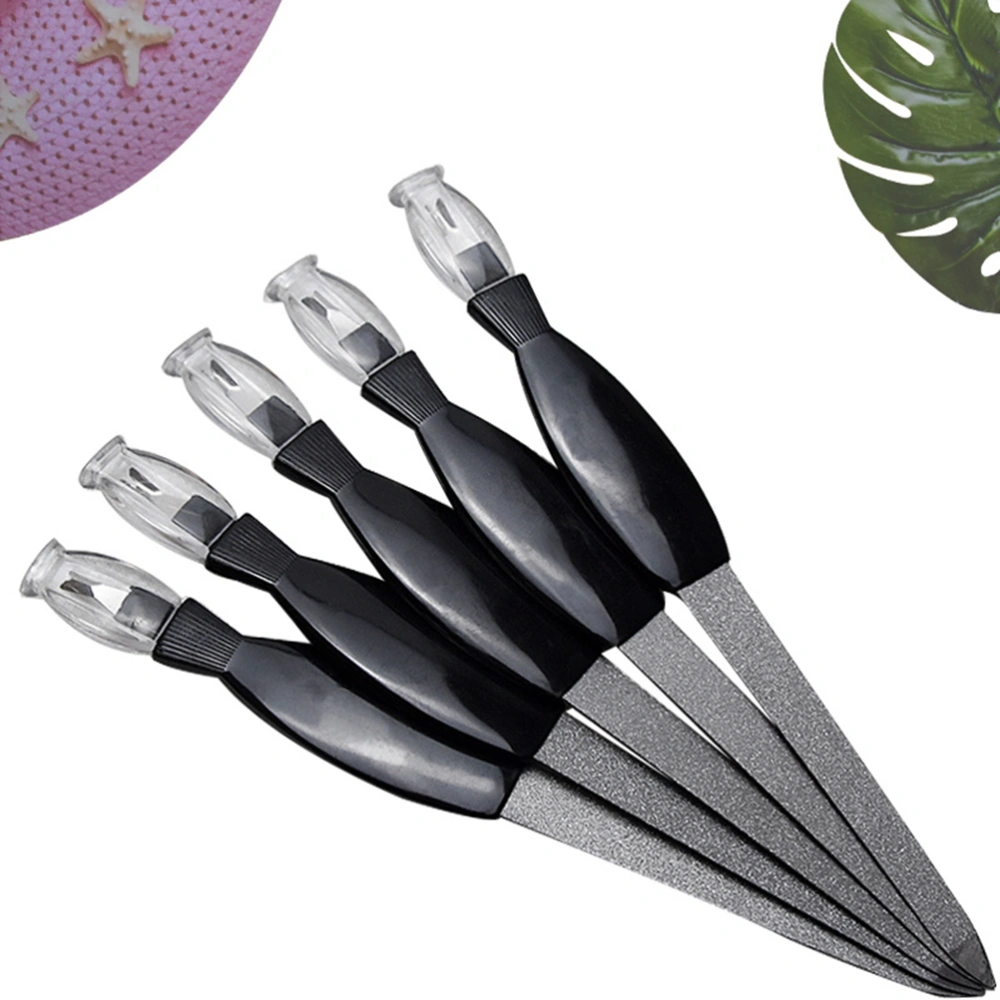 12pcs Dual-use Stainless Steel Nail File Dead Skin Pusher Fork Manicure Tools Nail Cuticle Trimmer (Black)