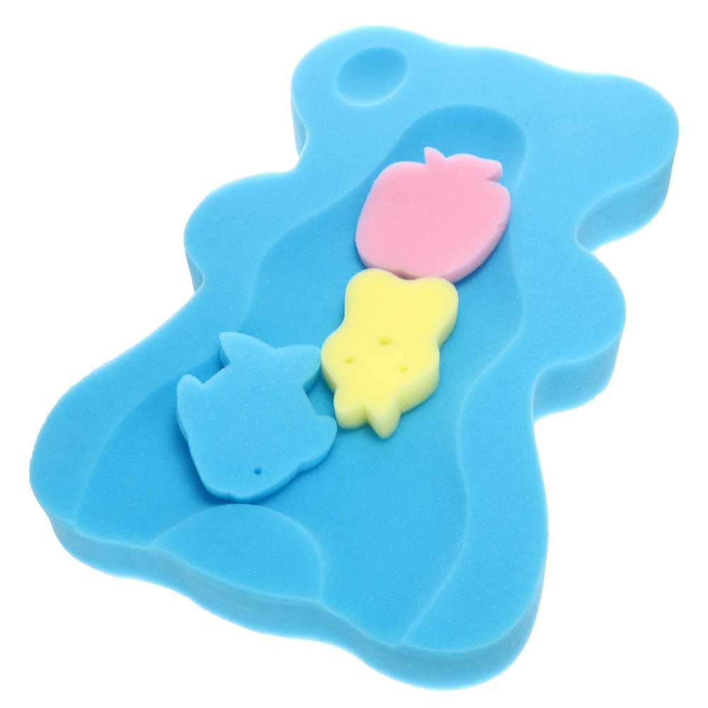 1Pc Lovely Baby Shower Anti-skid Sponge Cushion Newborn Infant Bath Pad Sky-blue